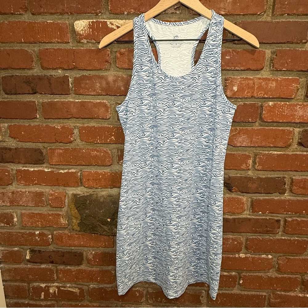 Southern Tide women's Willa Racing Waves dress size small blue/white resort‎